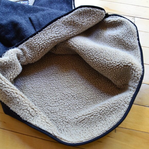 Woolrich Charcoal Wool Zip Up Sherpa Fleece Lined Outdoor Vest Men’s Size L - Picture 6 of 9